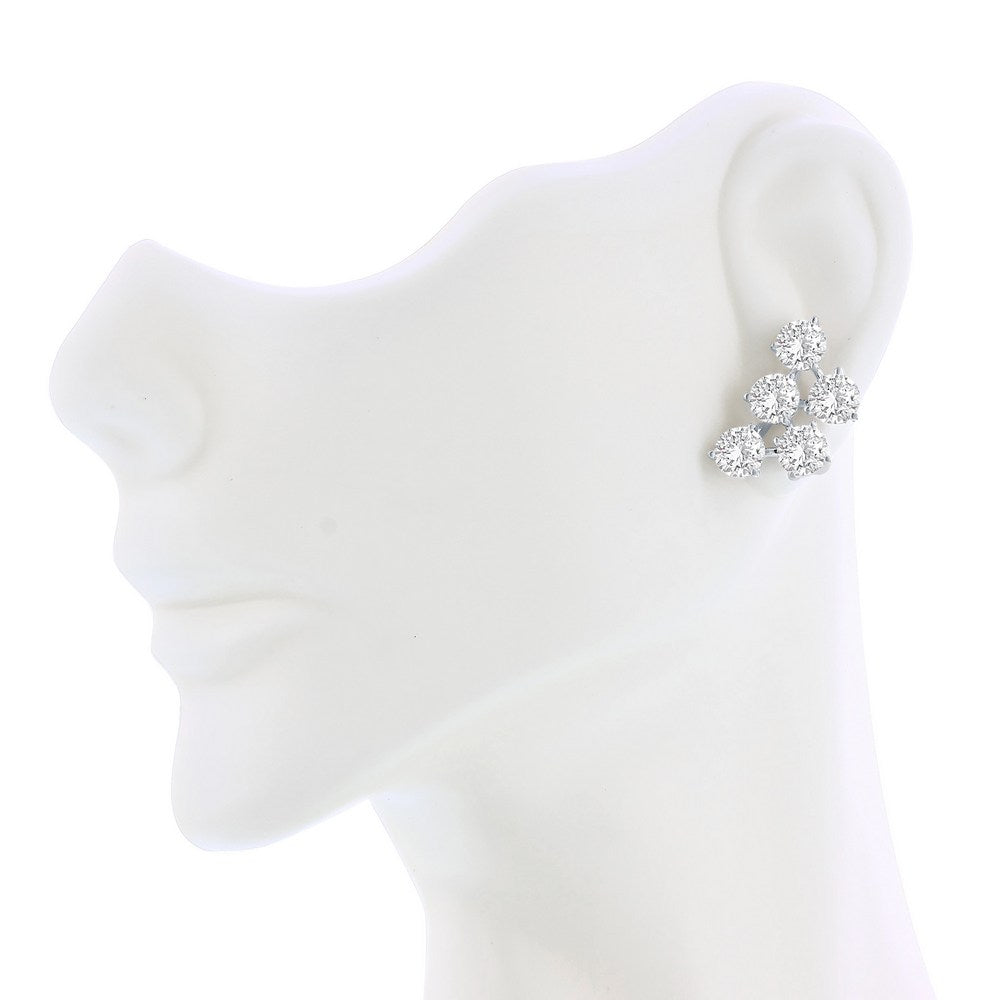 Sterling Silver, Round Cluster CZ Studs