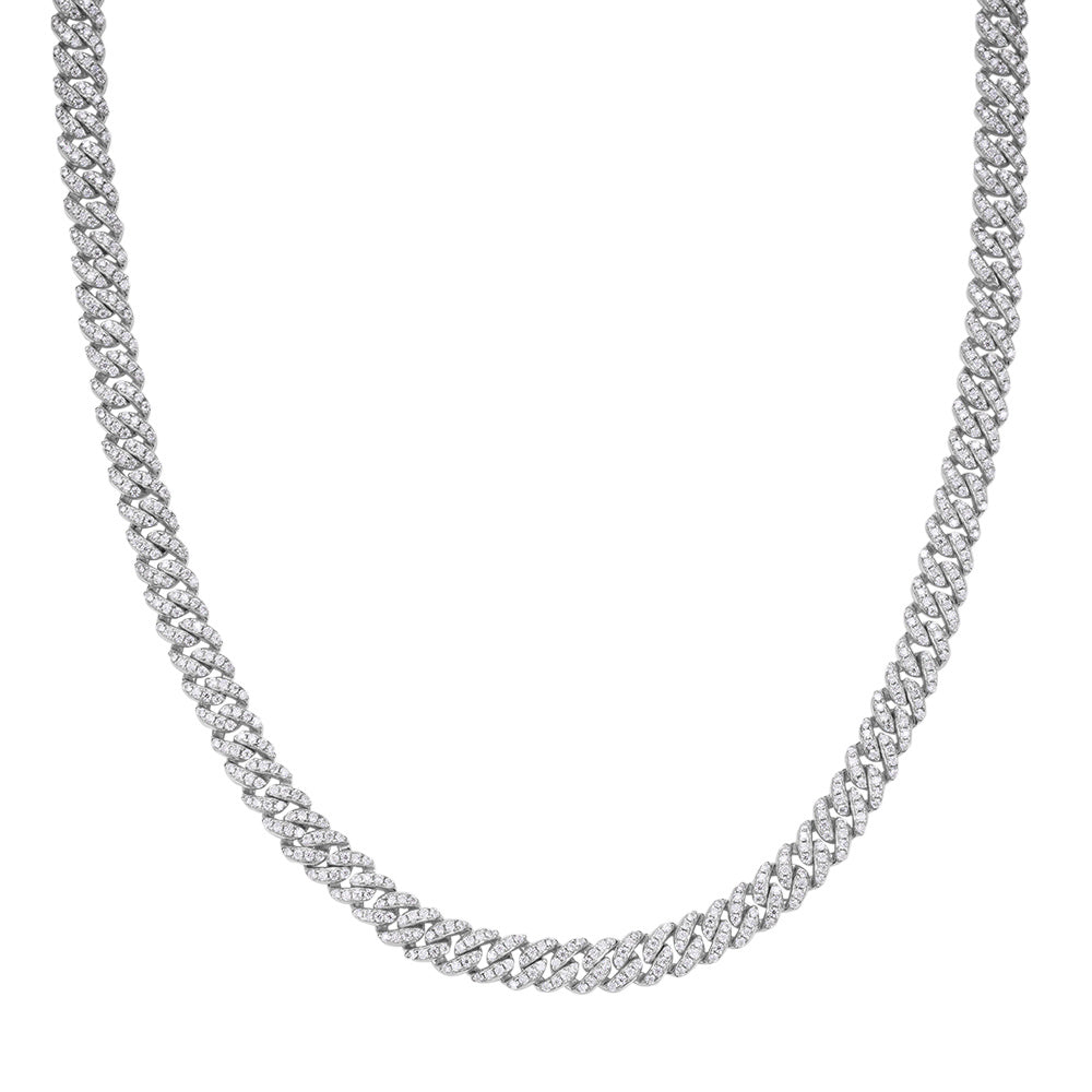 Sterling Silver Moissanite Cuban Chain Necklace 22IN RP 7 Cttw