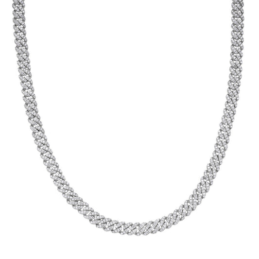 Sterling Silver Moissanite Cuban Chain Necklace 22IN RP 7 Cttw