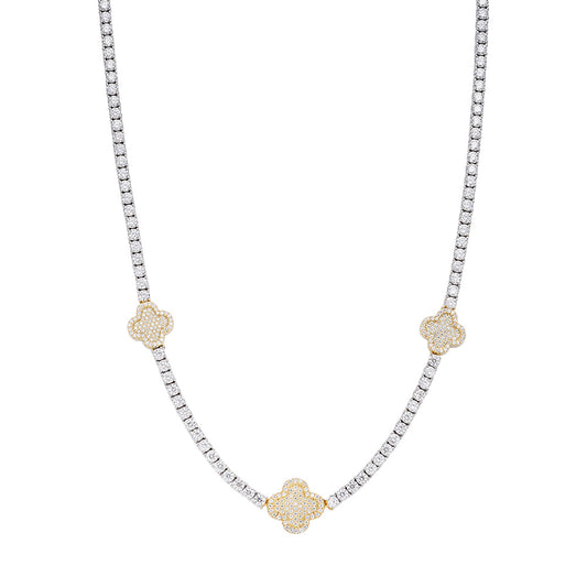 Sterling Silver Round Moissanite 15mm Designer With 3mm Tennis Chain 18 Inch Necklace RP+GP 1 Cttw