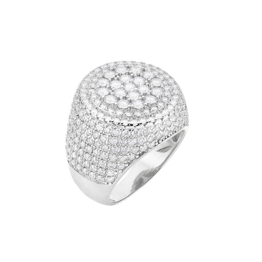 Sterling Silver Round Moissanite Designer Sz 9 Mens Ring 5 Cttw RP