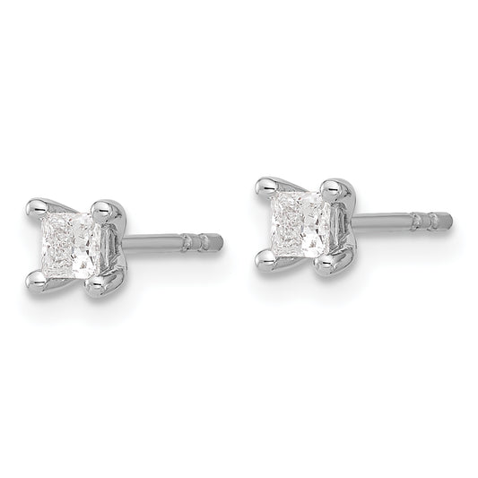 14kw 1/4ct Lab Grown Dia VS+ F+ Princess Comp 4 Prong Stud Earrings