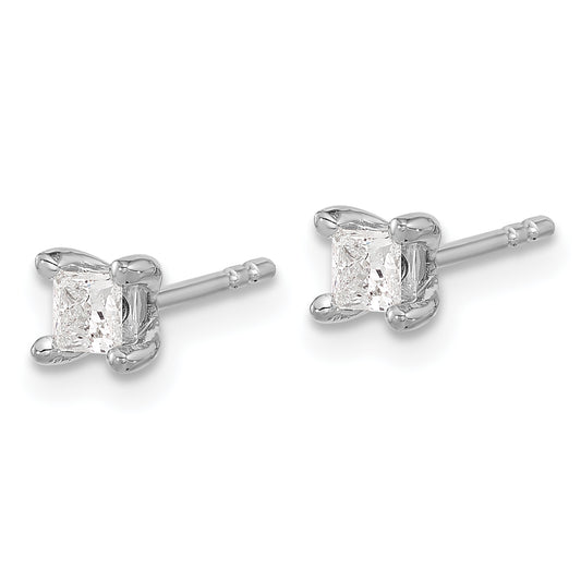 14kw 1/3ct Lab Grown Dia VS+ F+ Princess Comp 4 Prong Stud Earrings