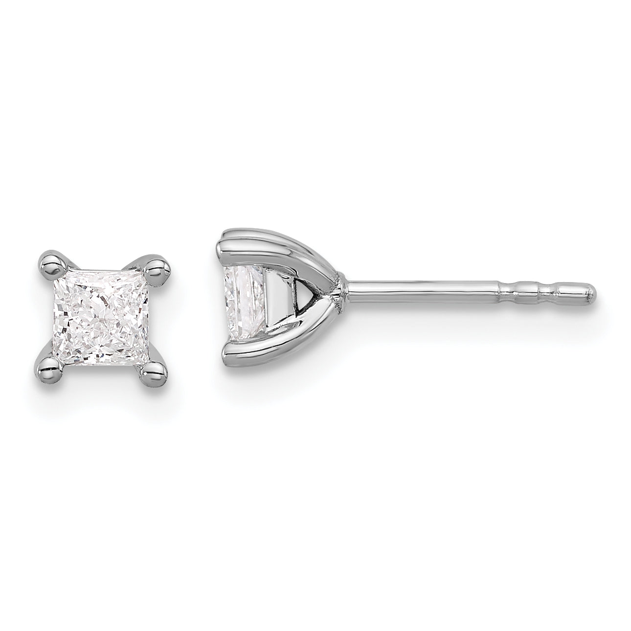 14kw 1/2ct Lab Grown Dia VS+ F+ Princess Comp 4 Prong Stud Earrings