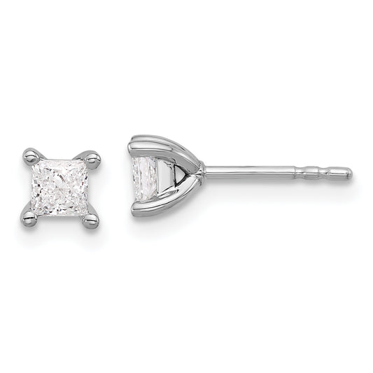 14kw 1/2ct Lab Grown Dia VS+ F+ Princess Comp 4 Prong Stud Earrings