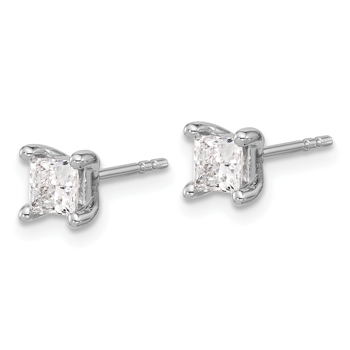 14kw 3/4ct Lab Grown Dia VS+ F+ Princess Comp 4 Prong Stud Earrings