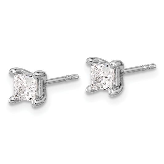 14kw 3/4ct Lab Grown Dia VS+ F+ Princess Comp 4 Prong Stud Earrings