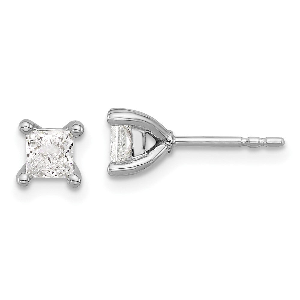 14kw 3/4ct Lab Grown Dia VS+ F+ Princess Comp 4 Prong Stud Earrings