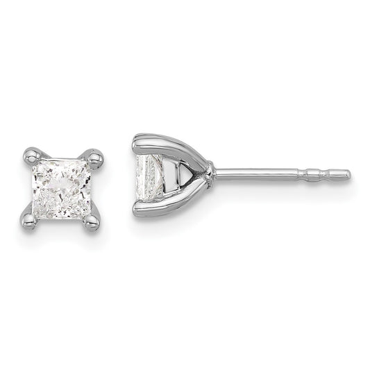 14kw 3/4ct Lab Grown Dia VS+ F+ Princess Comp 4 Prong Stud Earrings