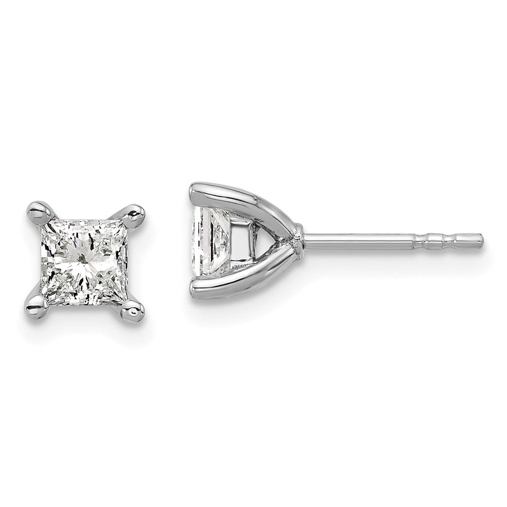 14kw 1ct Lab Grown Dia VS+ F+ Princess Comp 4 Prong Stud Earrings