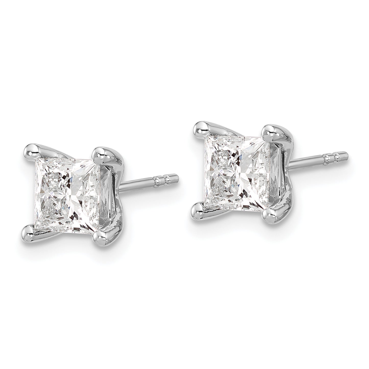 14kw 2ct Cert Lab Grown Dia VS/SI+ G+ Princess Comp 4 Prong Stud Earrings