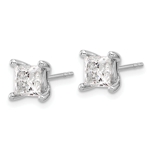 14kw 2ct Cert Lab Grown Dia VS/SI+ G+ Princess Comp 4 Prong Stud Earrings