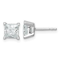 14kw 2ct Cert Lab Grown Dia VS/SI+ G+ Princess Comp 4 Prong Stud Earrings