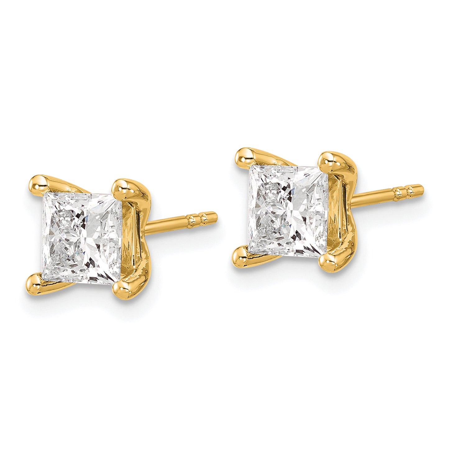 14k 2ct Cert Lab Grown Dia VS/SI+ G+ Princess Comp 4 Prong Stud Earrings