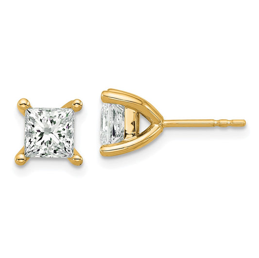 14k 2ct Cert Lab Grown Dia VS/SI+ G+ Princess Comp 4 Prong Stud Earrings