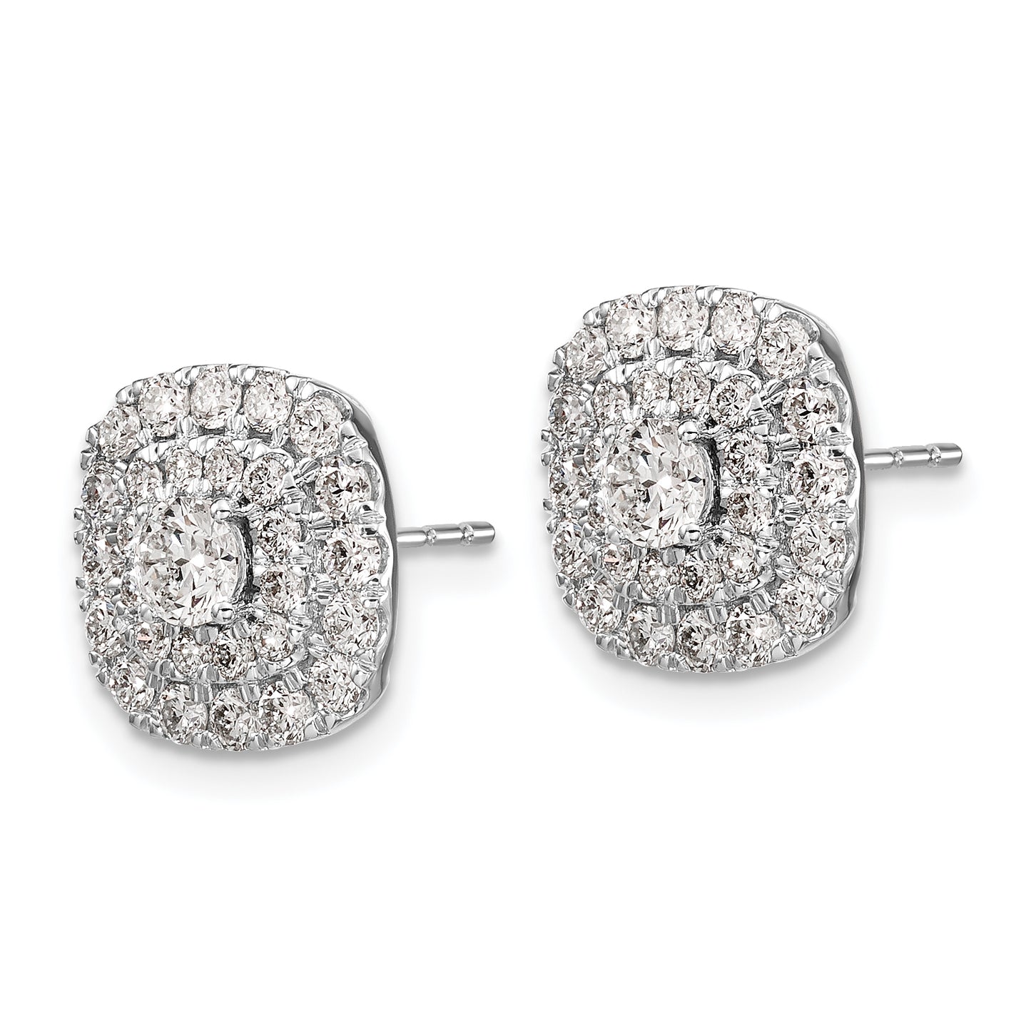 14k White Gold 1 1/2 ct Lab Grown Dia VS/SI+ G+ Double Halo Post Earrings