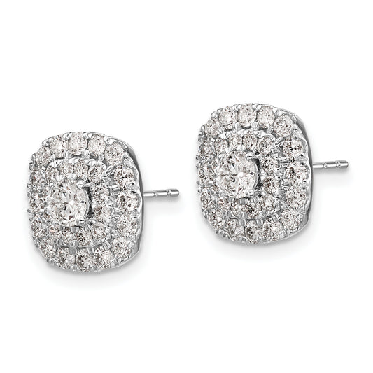 14k White Gold 1 1/2 ct Lab Grown Dia VS/SI+ G+ Double Halo Post Earrings
