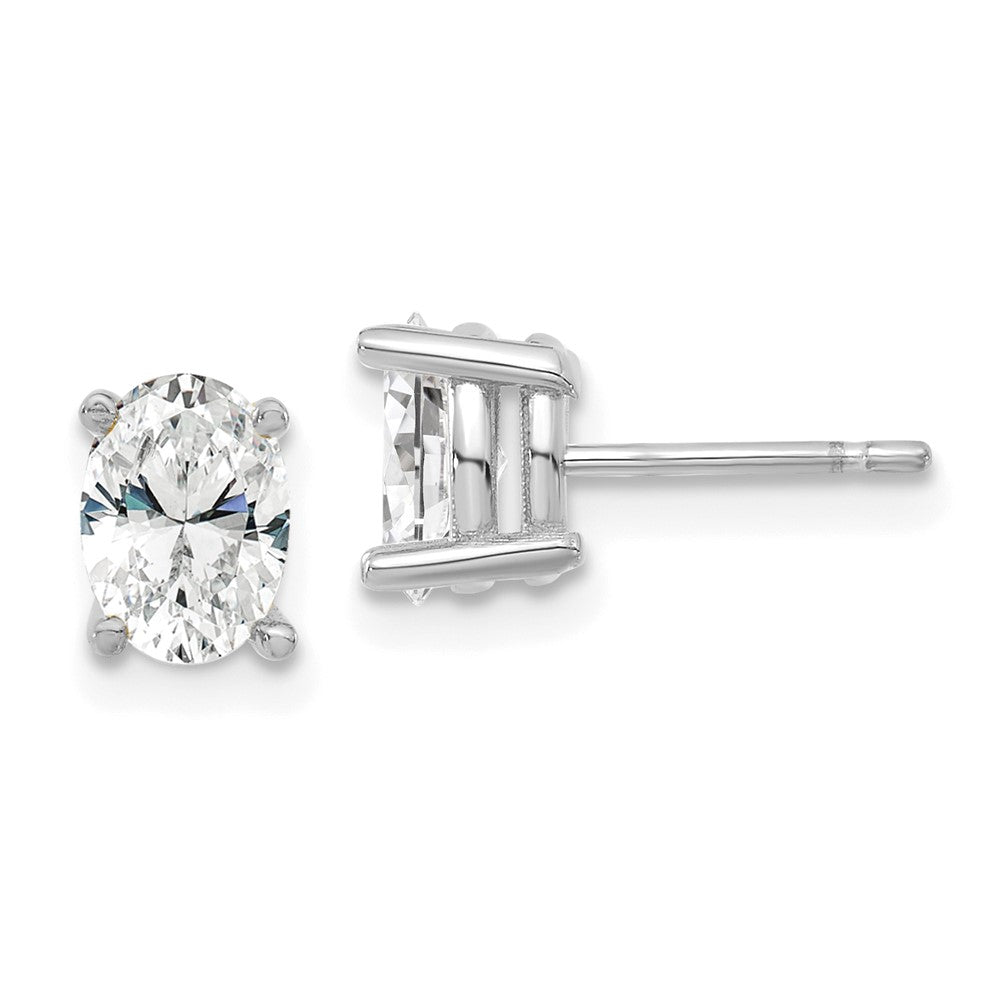 14kw 1ct Lab Grown Diamond VS+ F+ Comp Oval 4 Prong Stud Earrings