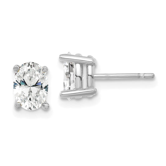 14kw 1ct Lab Grown Diamond VS+ F+ Comp Oval 4 Prong Stud Earrings