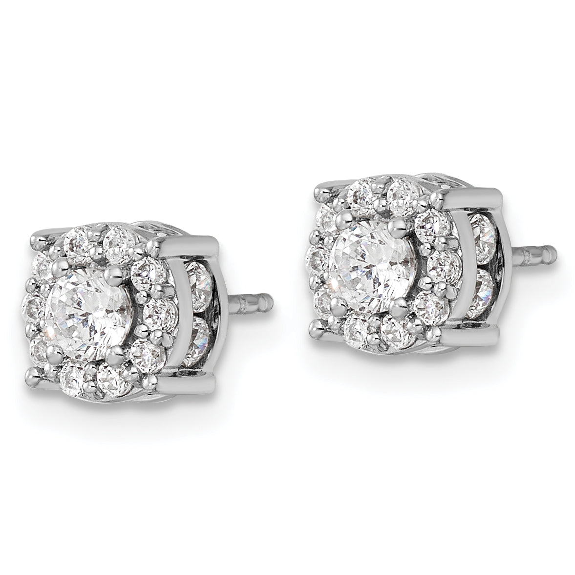 14kw 1ct Lab Grown Diamond VS/SI+ G+ Comp Round Halo Post Earrings
