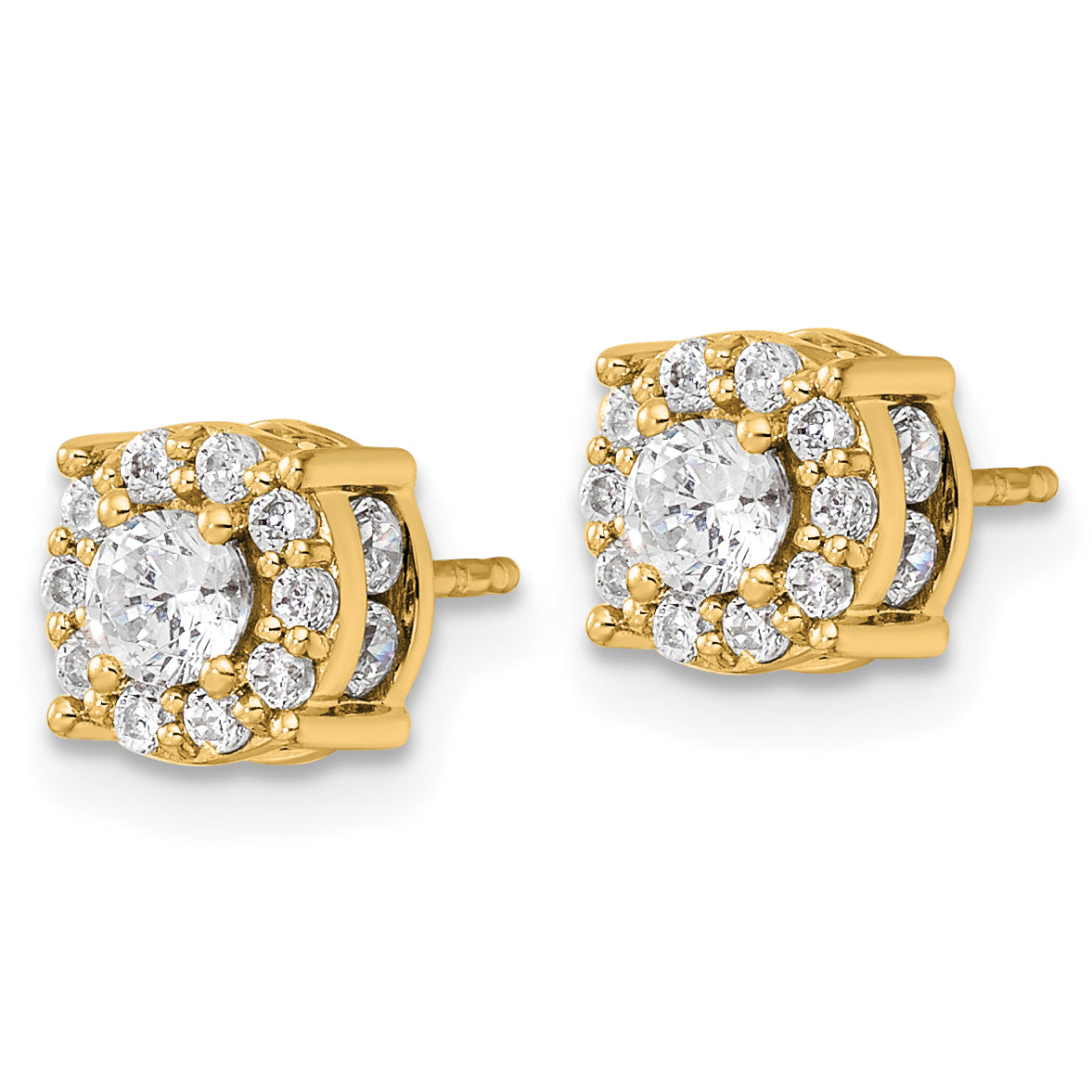 14k 1ct Lab Grown Diamond VS/SI+ G+ Comp Round Halo Post Earrings