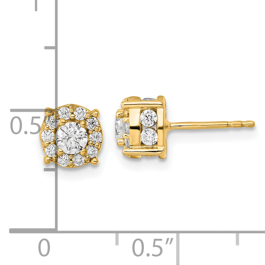 14k 1ct Lab Grown Diamond VS/SI+ G+ Comp Round Halo Post Earrings