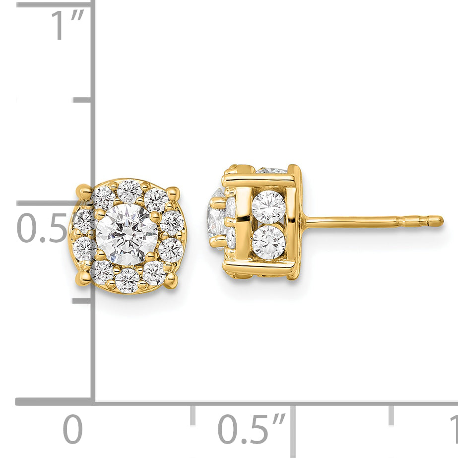 14k 1 1/2ct Lab Grown Dia VS/SI+ G+ Comp Round Halo Post Earrings