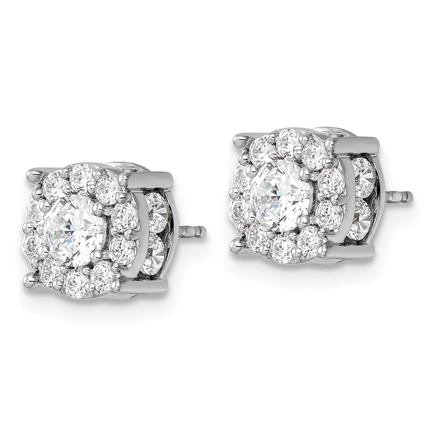 14kw 2ct Lab Grown Diamond VS/SI+ G+ Comp Round Halo Post Earrings