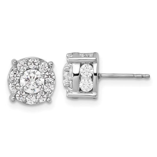 14kw 2ct Lab Grown Diamond VS/SI+ G+ Comp Round Halo Post Earrings
