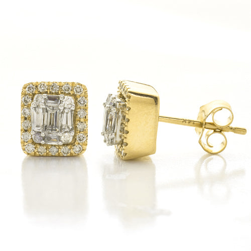 14KY+Y  0.60CTW BAGUETTE DIAMOND EARRING STUDS