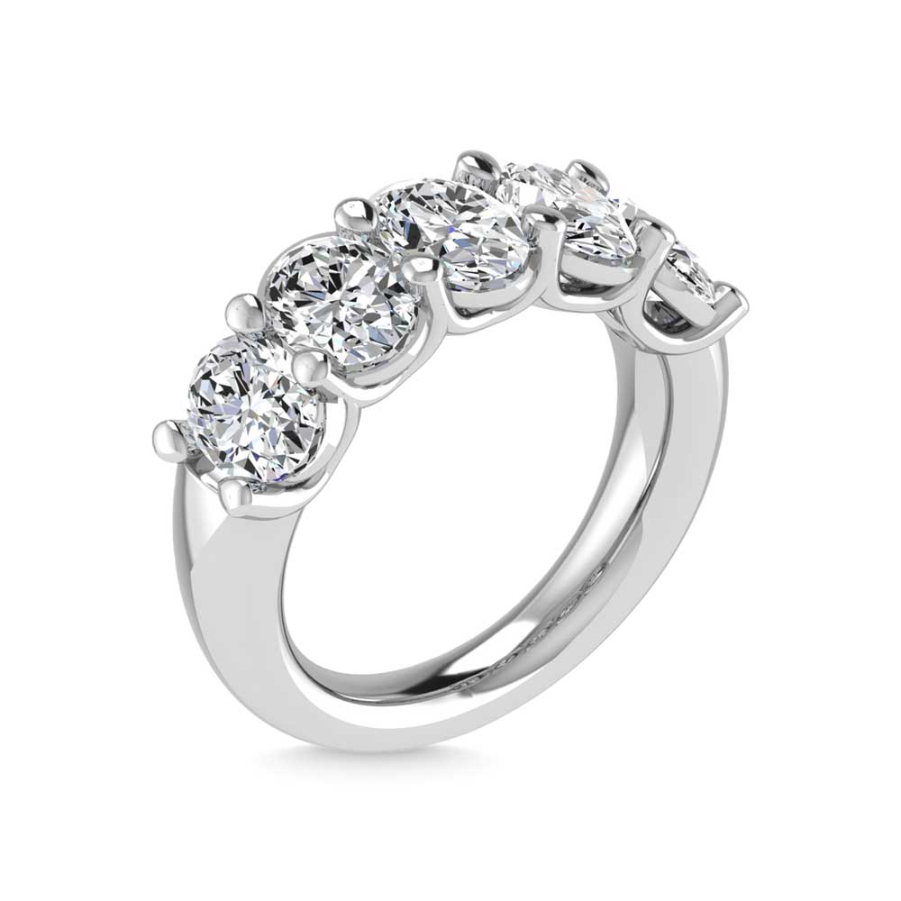14K White Gold Lab Grown Diamond 1 Ct.Tw. Oval Shape 5 Stone Wedding Band