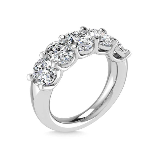 14K White Gold Lab Grown Diamond 1 Ct.Tw. Oval Shape 5 Stone Wedding Band