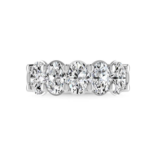 14K White Gold Lab Grown Diamond 1 Ct.Tw. Oval Shape 5 Stone Wedding Band
