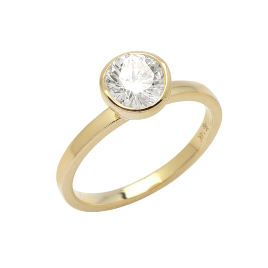 14KY 1.01CTW BEZEL SET DIAM SOLITAIRE RING- ROUND