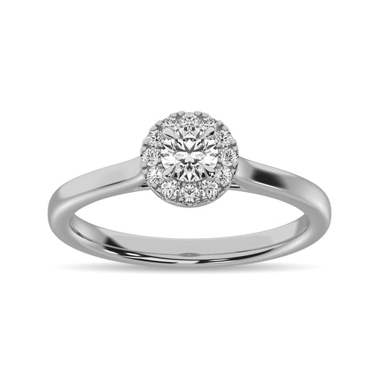 Diamond 3/8 Ct.Tw. Round Center Halo Engagement Ring in 10K White Gold