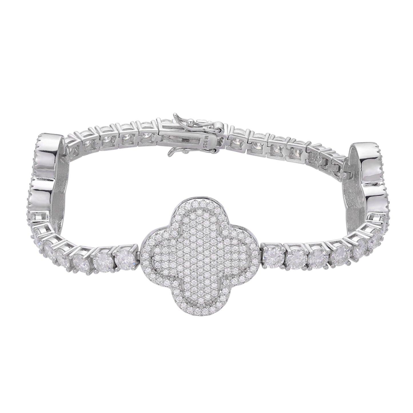 S.Silver Round Moissanite Designer Bracelet 8.5 Inch RP 16-5/8 Cttw