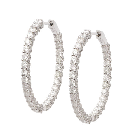 14KW 4.10CTW DIAMOND SINGLE ROW INSIDE OUT HOOP