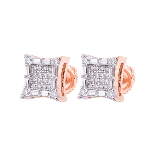 Sterling Silver Round Baguette Moissanite Square Shape Stud Earrings RP+PP 5/8 Cttw