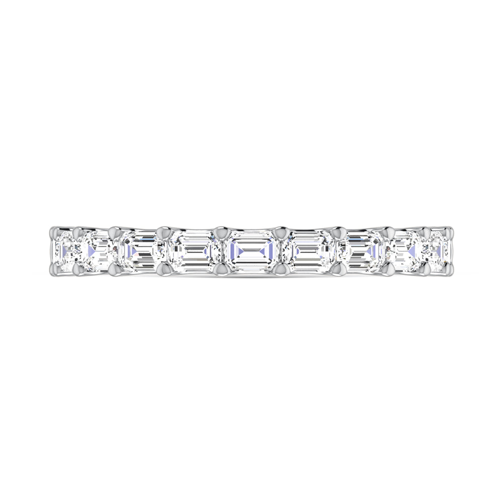 14K White Gold Lab Grown Diamond 1 Ct.Tw. Emerald Shape Half Way East West Eternity Band