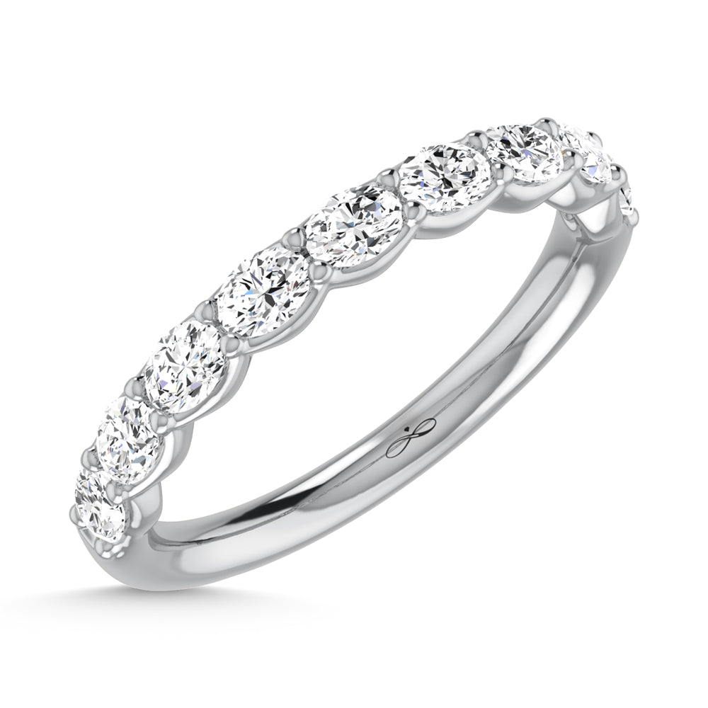 14K White Gold Lab Grown Diamond 7/8 Ct.Tw. Oval Shape Half Way East West Eternity Band
