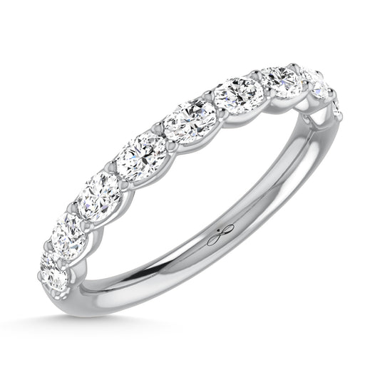 14K White Gold Lab Grown Diamond 7/8 Ct.Tw. Oval Shape Half Way East West Eternity Band