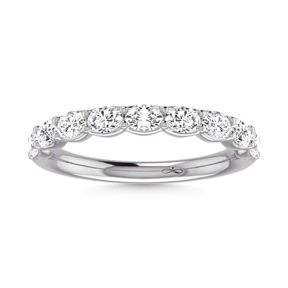 14K White Gold Lab Grown Diamond 7/8 Ct.Tw. Oval Shape Half Way East West Eternity Band