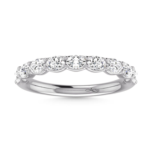 14K White Gold Lab Grown Diamond 7/8 Ct.Tw. Oval Shape Half Way East West Eternity Band