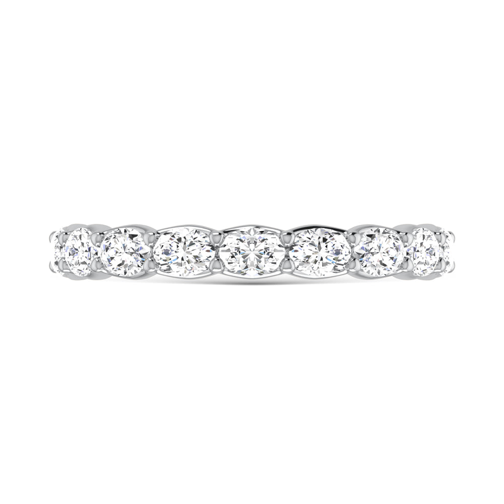 14K White Gold Lab Grown Diamond 7/8 Ct.Tw. Oval Shape Half Way East West Eternity Band