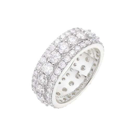 Sterling Silver Round Moissanite Designer Sz 9 Mens Ring 6-3/4 Cttw RP