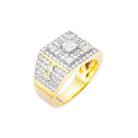 Sterling Silver Round Baguette Moissanite Square Shape Designer Sz 9 Mens Ring RP+GP 2-3/8 Cttw
