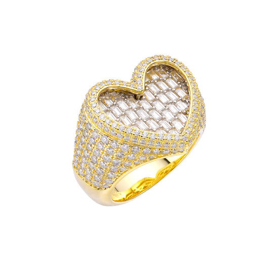 Sterling Silver Round Moissanite Heart Shape Designer Sz 9 Mens Ring RP+GP 5 Cttw