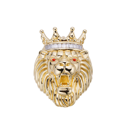 Sterling Silver Round Baguette Moissanite Roaring Lion Crown Designer Mens Ring SZ 10 RP+GP 1/2 Cttw