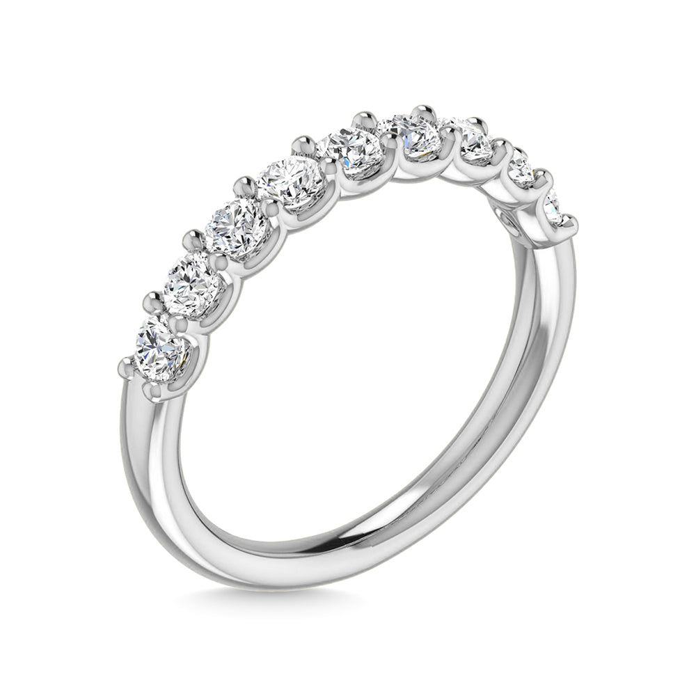 14K White Gold Lab Grown Diamond 1 1/3 Ct.Tw. Round Shape Half Way wedding Band (size 6.5)