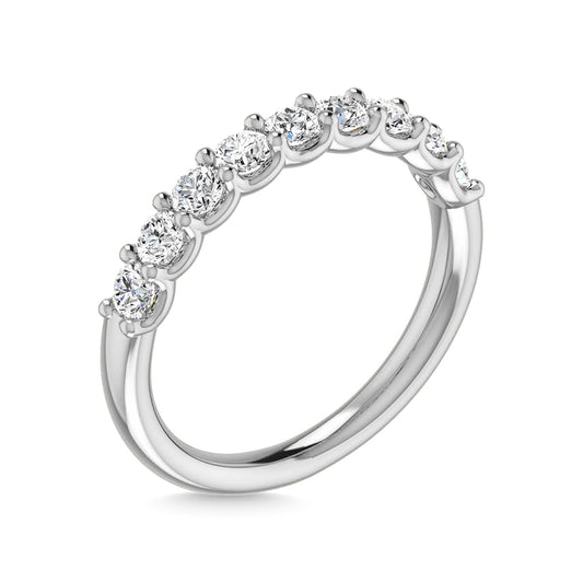 14K White Gold Lab Grown Diamond 1 1/3 Ct.Tw. Round Shape Half Way wedding Band (size 6.5)